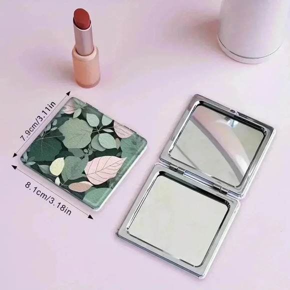 Faux Leather Handheld Folding Mirror for Women - Picture 3 of 3